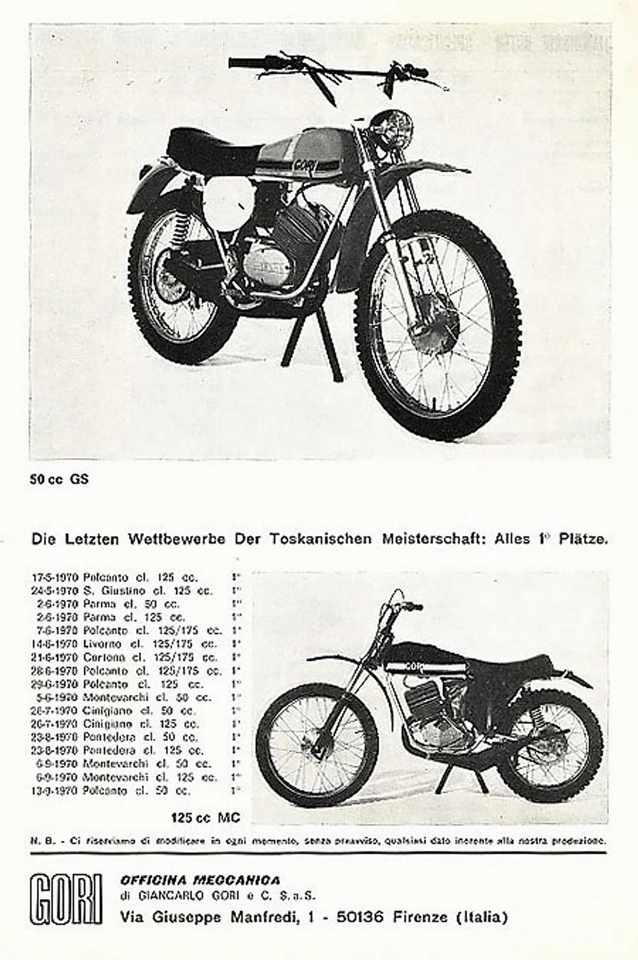 Catalogo GORI 1971, scansione autentica